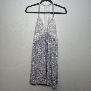 Victoria’s Secret Purple Leopard Animal Slip Dress Lingerie Size Large